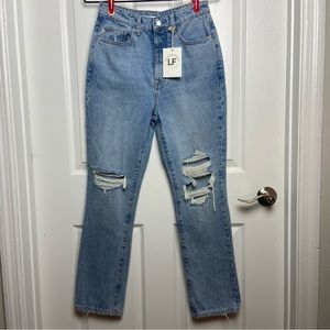 NEW Lovers + Friends REVOLVE Reece High Rise Rigid Slim Straight Jean Size 26
